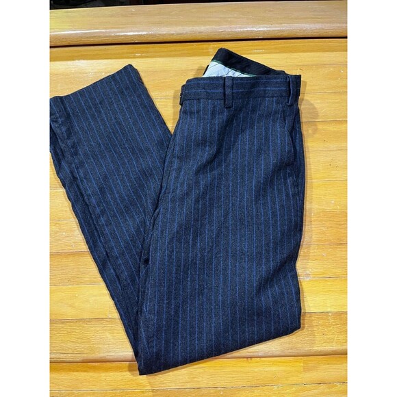 Lauren Ralph Lauren Mens Dress Pants Black w/ Blue Stripes Wool Size 36X32 - Picture 1 of 5
